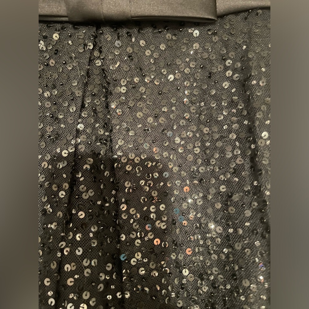 Women’s Ann Taylor Black Sparkly Formal Party Sequined & Bow Lined Dress Sz 8 - Picture 7 of 7